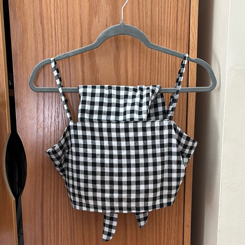 Black and White Checkered Crop Top